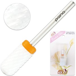 PANA 3/32" Shank Size Professional USA - Smooth Top Large Barrel White Ceramic Bit 2X Coarse Grit - Nail Drill Bit for Dremel Machine