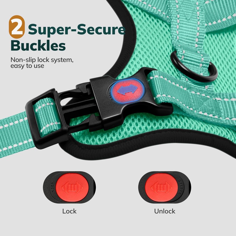 FAYOGOO Dog Harness with Handle & 2 D-Rings, Adjustable Reflective