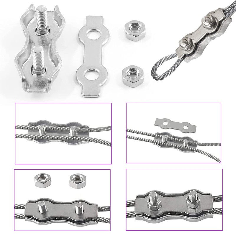 Leaum 36 Piece Wire Rope Clamp Set, with Wire Rope