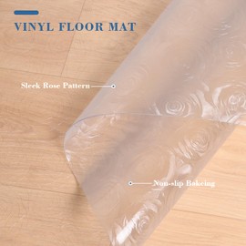 Chair Mat for Hard Floors, Tydle 36" x 36" Office Chair Mat for Hardwood Floors, Vinyl Floor Mat for Gaming Chairs, Non-Slip Floor Protector Rolling Computer Desk Mat for Home Office (Clear-Rose)