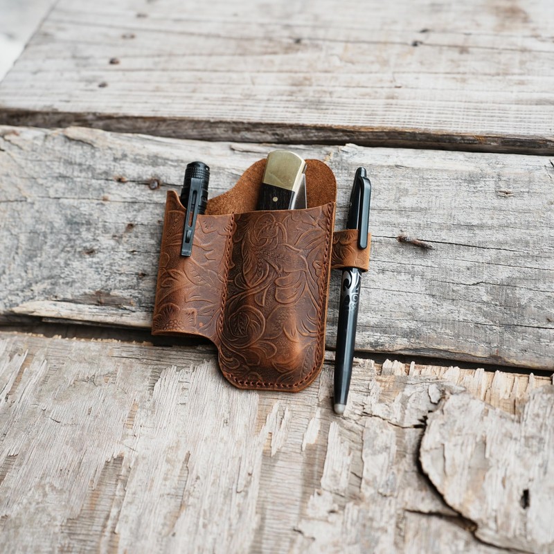 JJNUSA Multitool Leather Folding Pocket Leather Knife Sheath for 4"