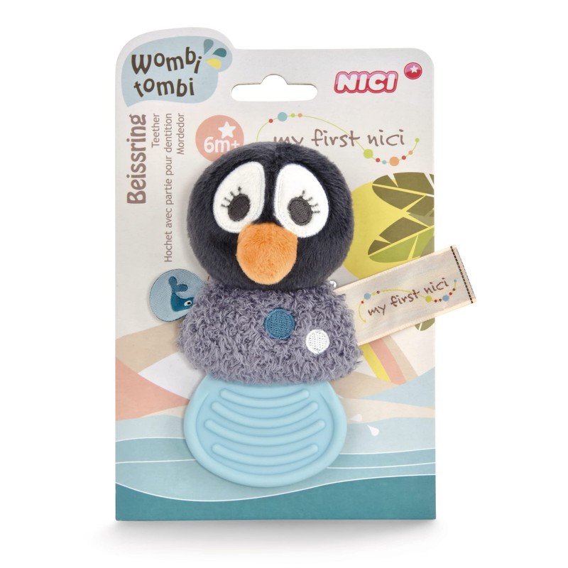 Watschili Penguin Teething Ring 11 cm Grey