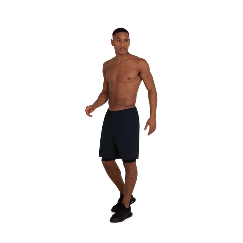 TCA Men's Ultra Running Shorts, 2-in-1 with Inner Compression Shorts