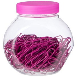 eBuyGB 27 mm 200 Coloured Plastic Coated Metal Paper Clip in Candy Box, Pink
