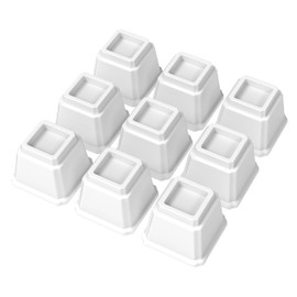 Whynonap Bed Risers 4 Inch Set of 9, Heavy Duty Bed Elevators Risers for Bed Frame 9 Pack Lifts Up 3000 lbs Sofa Table Furniture Riser, White