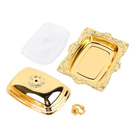 Metal Butter Plate European Vintage Butter Dish Rectangle Multifunctional Butter Container for Kitchen Refrigerator