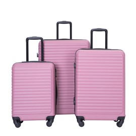 Udorich Lightweight and Durable 3 Piece Luggage Set with Spinner Wheels and Adjustable Handle, 20/24/28 inches, Pink