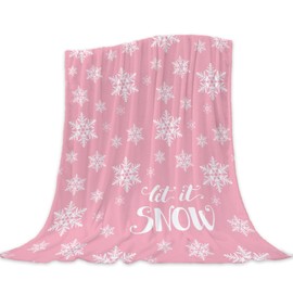 Neatee Living Christmas Decorative Throw Blanket Pink Christmas Snowflake Blanket Xmas Winter Holiday Blanket for Couch Sofa Bed Soft Lightweight Fuzzy Plush Fleece Blankets and Throws 50x60