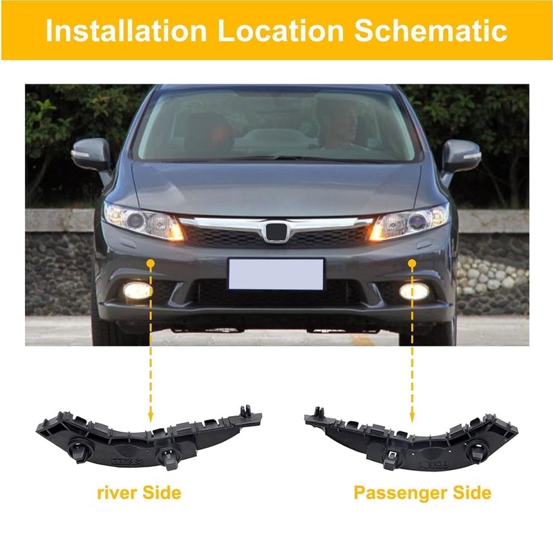 SecosAutoparts Par de soportes de parachoques delantero compatibles con Honda