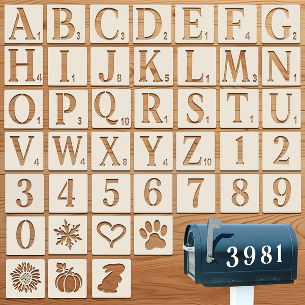 2 Inch Letter Stencils 42 Pcs Numbers Craft Stencils Plastic