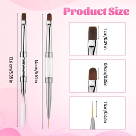 2 Pcs Double Ended Builder Gel Brush, French Tip Hard Gel Brush for Nails, Drawing Liner Brushes for Design Professional Nail Art