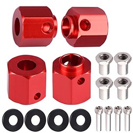 AIMROCK Aluminum Thickened 12mm Hex Wheel Hubs Adapters w/Spacers for 1/10 TRX-4 TRX-6 RC Crawler (Red, 11mm)