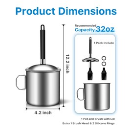 Matchwaves Basting Brush Set with Sauce Pot for Grilling, Large Grill Prep Pot and Long Adjustable Stainless Steel Brush
