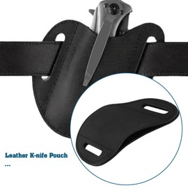 Be In Your Mind 1x Schwarze Messertasche aus Leder kompatibel mit EDC Kompakter Zusammenklappbarer Messerhalter mit Scheide für Gürtel Tasche Und Taktischen Einsatz