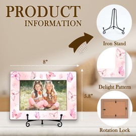 CWIOQPYI Butterfly 4x6 Picture Frame, Best Friends Photo, BFF & Friends Forever Gifts, Pink Butterfly Photo Frame, Horizontal Tabletop Desk Decor -B09