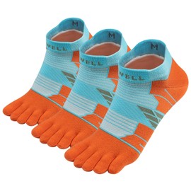 VWELL Toe Socks for Men/Women, COOLMAX Five Finger Socks, Compression Athletic Running Socks Ankle Toe Socks (3Pairs)