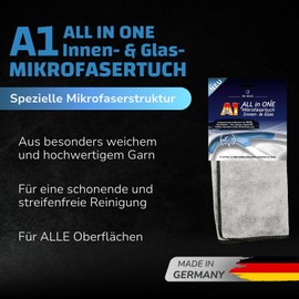 Dr. Wack - A1 ALL in ONE Mikrofasertuch Innen & Glas I Premium Auto-Mikrofasertuch für alle Oberflächen I Aus besonders weichem Garn I Flauschig & fusselfrei I Hochwertige Autopflege – Made in Germany
