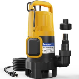 Acquaer 1HP Sump Pump 4948GPH Submersible Drain Pump with Automatic Float Switch, Remove Clean/Dirty Water for Basement, Hot Tub, Pools, Garden Pond