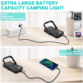 Rechargeable Camping Lantern, 10000 mAh Outdoor Camp Lights with 12 Modes, 4000LM LED Display Tent Light for Power Outages,Hurricane, Hiking, Fish, Emergency, Home Use