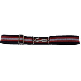 Mazeys Retro Unisex 70s Elastic Snake Belts (Navy/2 Red Stripe)