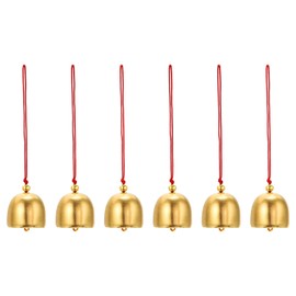 PATIKIL 6pcs Wind Chimes Hanging Bell Temple Bell Retro Outdoor Hanging Metal Chinese Wind Chime Round for Outdoor Garden Camping Golden Red