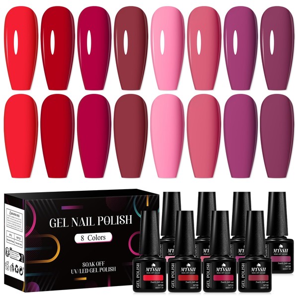 MTSSII 8PCS Gel Nail Polish Set, Soak Off UV LED