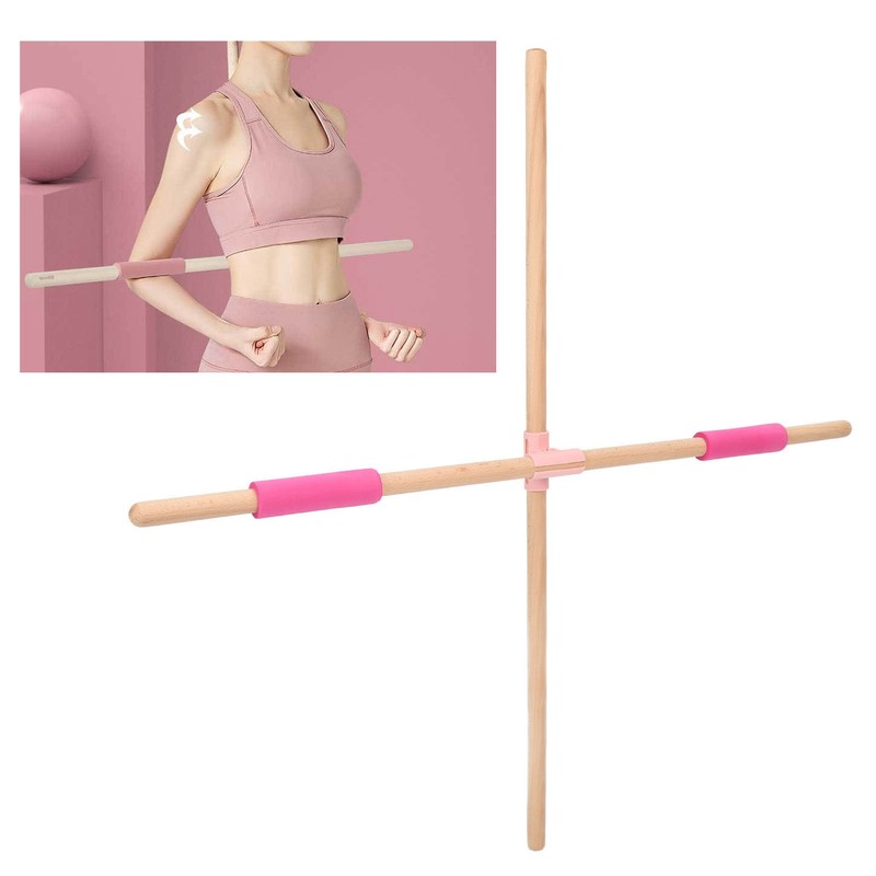 2pcs 31.5in Length Yoga Training Stick Beechwood Open Shoulder Back