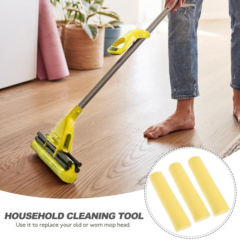 Mop Replacement Heads - 3 Pack Reusable Mop Sponge for