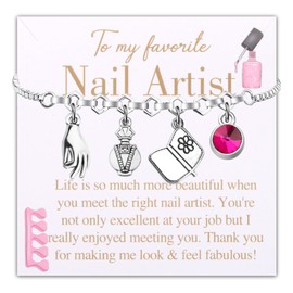 Gzrlyf Nail Artist Bracelet Manicurist Gift Nail Technician Gift Nail Artist Gift Thank You Gift Nail Tech Appreciation Jewelry (Nail Artist bracelet)