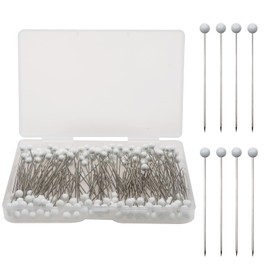 TOAOB 200pcs Sewing Pins for Fabric 1.5 Inch Straight Pins with White 4mm Ball Glass Head Quilting Pins for Dressmaker Jewelry DIY Decoration Craft and Sewing Project