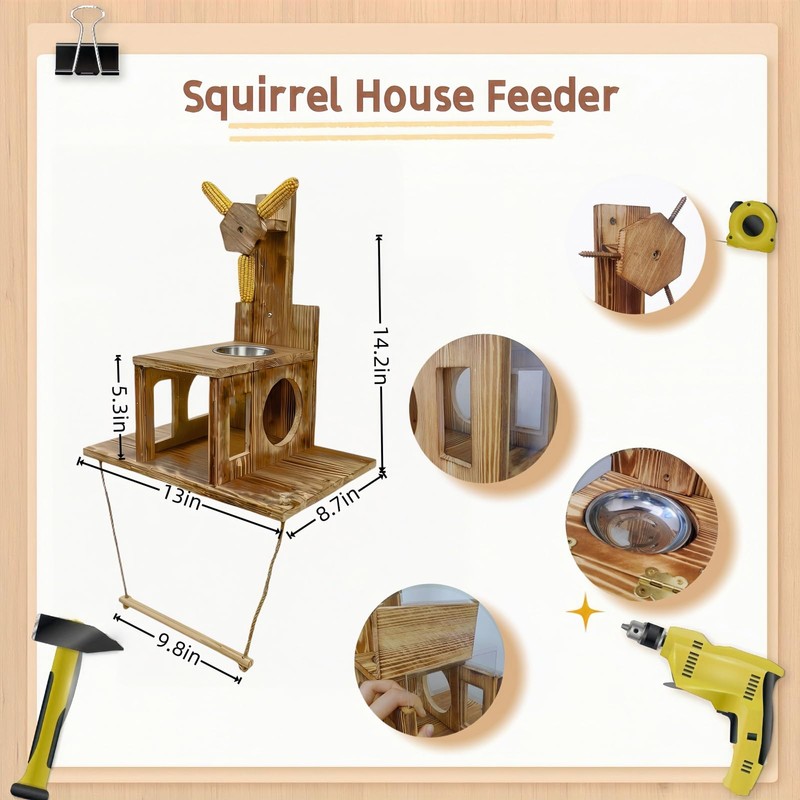 Lnncdsc Multifunctional Squirrel Feeder with 3 Ears Spinner Corn Cob
