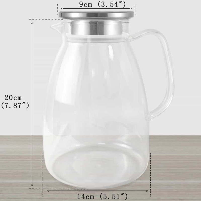 Bunhut Glass Pitcher with Lid,68 oz Water Pitcher for Hot