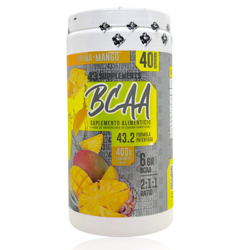 Aminoácidos BCAAs Piña Mango 400 Grs 40 Servicios 43 Supplements