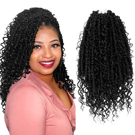 SERENDIPA Passion Twist Crochet Hair 14 Inch, Boho Short Crochet Passion Twist Hair Pre looped with Curly Ends, Pre-twisted Goddess Crochet Braids, Bohemian Water Wave Braiding Hair (8 Packs, 1#)