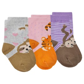 Metzuyan WS-SS22 Baby Girls Cartoon Cute Animals Socks Cotton Rich Novelty Mid Calf Sloth 0-0