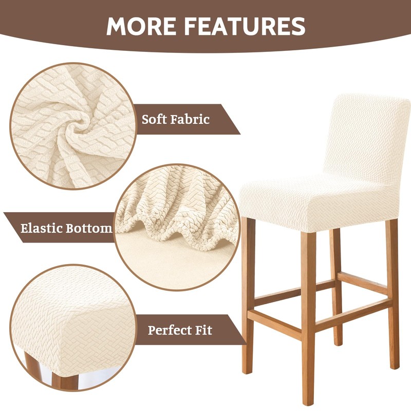 FUANGUI Bar Stool Covers Set of 4, Stretch Removable Bar