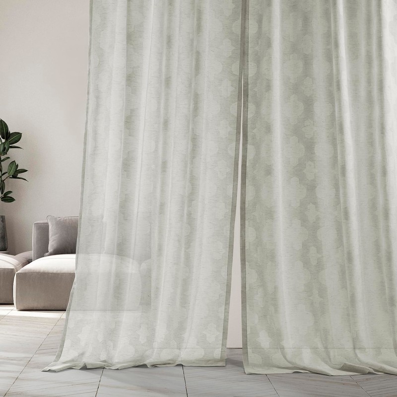 HPD Half Price Drapes Patterned Linen Sheer Curtains For Living