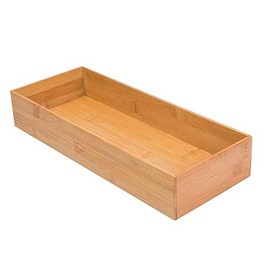 Bamboo Drawer Organizer - Kitchen Utensil Organizer Silverware Tray Cutlery Holderï¼Office Desk Supplies and Accessories (15X5.9X2.6 inch)