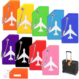9 Pcs Identificador de Maletas de Viaje Identificador Maletas Viaje para Equipaje de Avión con Cordón Metálico Etiquetas de Silicona para Equipaje con Tarjeta (9 colores)