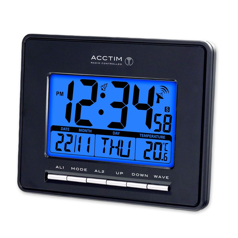 Acctim Infinity 71953 Radio Controlled LCD Alarm Clock in Black