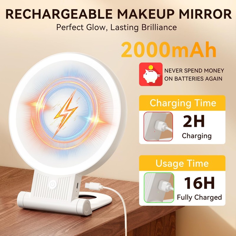Auxmir 1X/30X Magnifying Mirror with Light, Double Sided Makeup Mirror