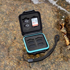 JJC Lightweight Thin Memory Card Case, SD Card Case, Micro SD Card Case, 4 SD/SDHC/SDXC Cards + 8 Micro SD/TF/MSD Cards, 16.4mm Thickness, Pressure, Shockproof, Waterproof, Dustproof, Portable,