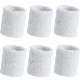 Muñequeras de Sudor, Muñequeras Deportivas para Hombres y Mujeres, Atlética Bandas, de Tela de Rizo de Algodón, Soft Thicken Pulseras Deportes, para Beisbol, Gimnasio, Tenis, Correr(3 Pares Blanco)