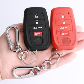TANDRIVE Key Fob Cover for Toyota 2025 Camry and 2025 2024 2023 Corolla Crown, 4-Button, Silicone, 2-Pack, Black and Red