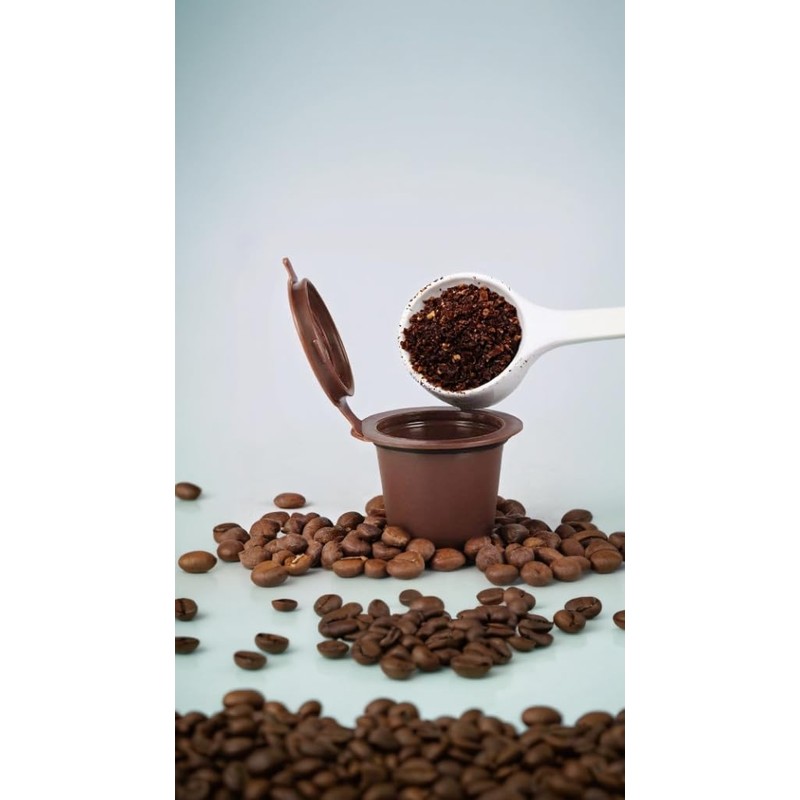 Reusable Coffee Capsules: 3x Refillable Pods, Includes Spoons & Cleaning