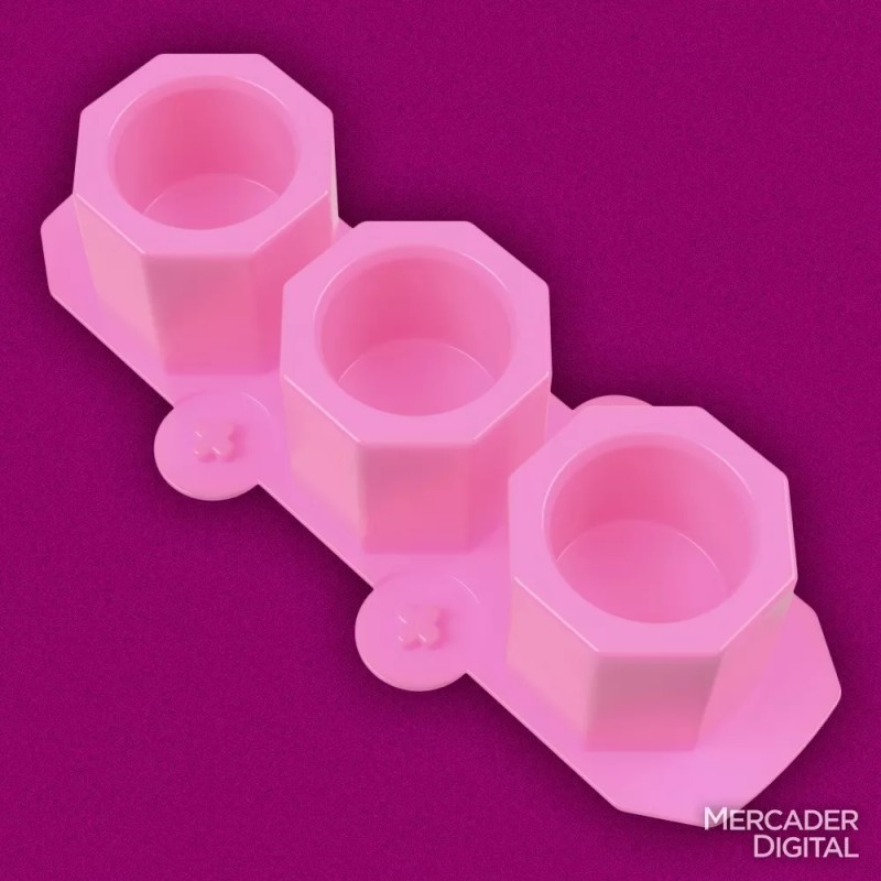 Mercader Digital 5 Pzs Molde Silicón Hexagonal Maceta Octagonal Hielo