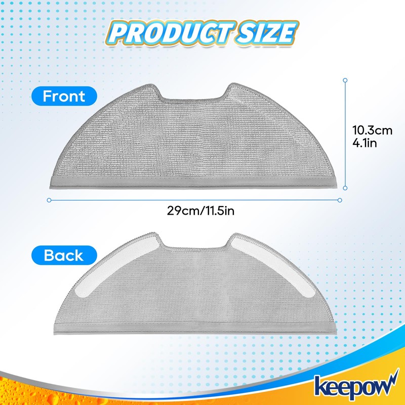KEEPOW Mop Pads Accessories for Eureka E10s E20 Plus Robotic