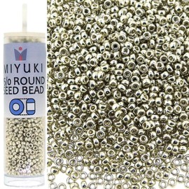 Miyuki Round Rocaille's Seed Beads Size 15/0 8.2g Duracoat Galvanized Silver 15-4201