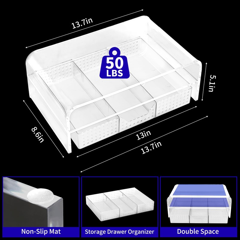 OPNICE Acrylic Clear Desk Organizers and Accessories, 2-Tier Computer Monitor