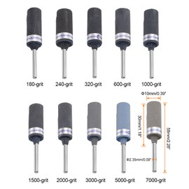 HARFINGTON 10pcs Abrasive Sandpaper Rolls Kit 180-7000 Grit 2.35mm Shank Sanding Drums Sleeves Cylinder Grinding Head for Woodworking Glass Metal Polishing